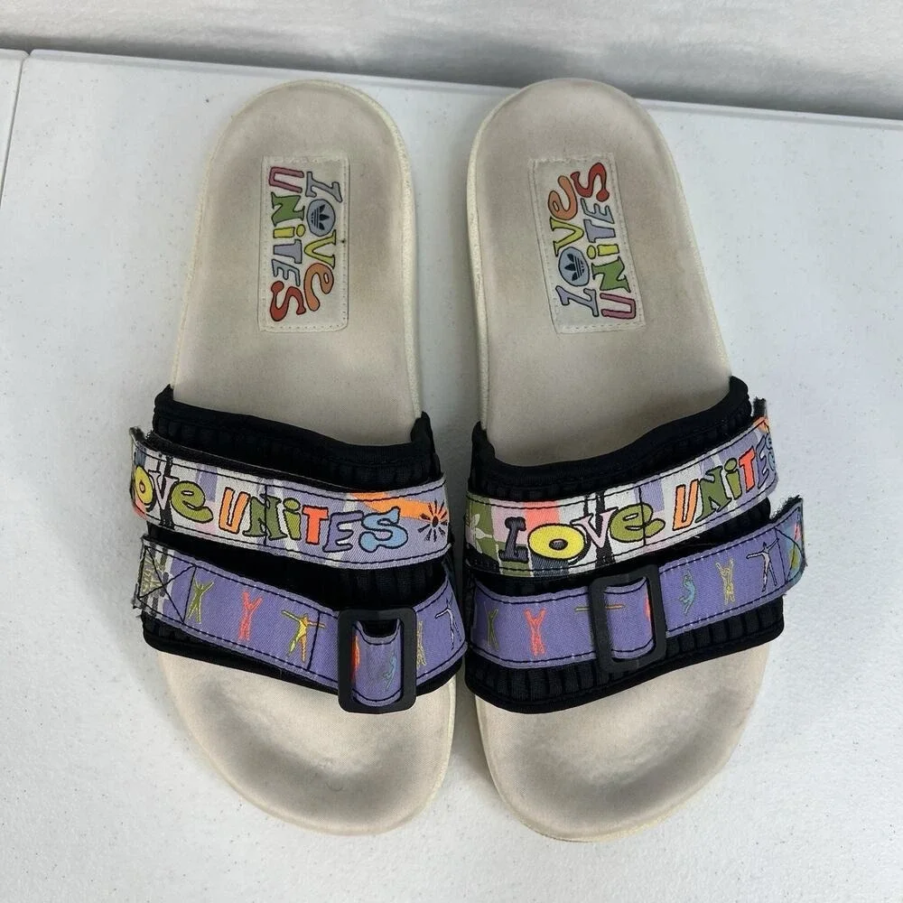 Adidas Men's 7 Adilette 2.0 Pride Slides Love Unites GW2411 Sandals Slip On‎